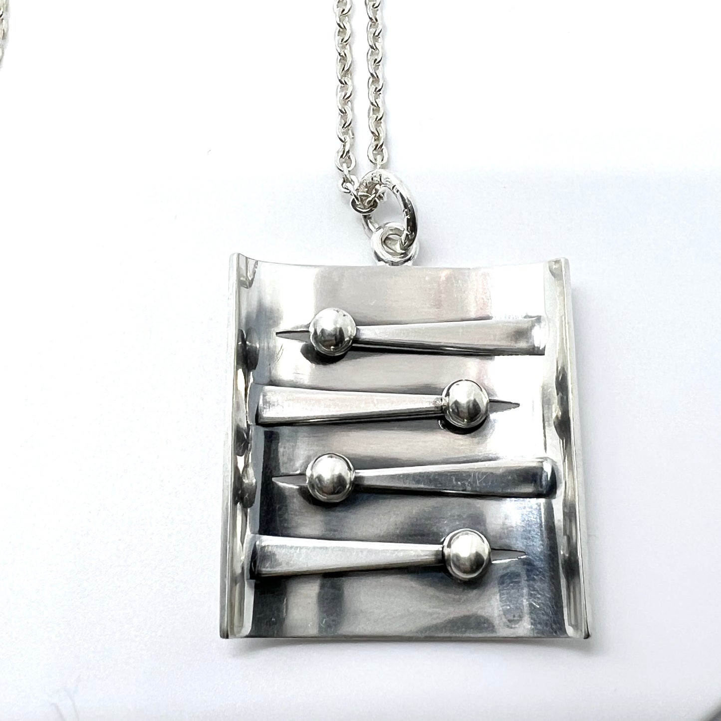 Elis Kauppi, Kupittaan Kulta Finland 1964. Vintage Solid Silver Pendant Necklace.