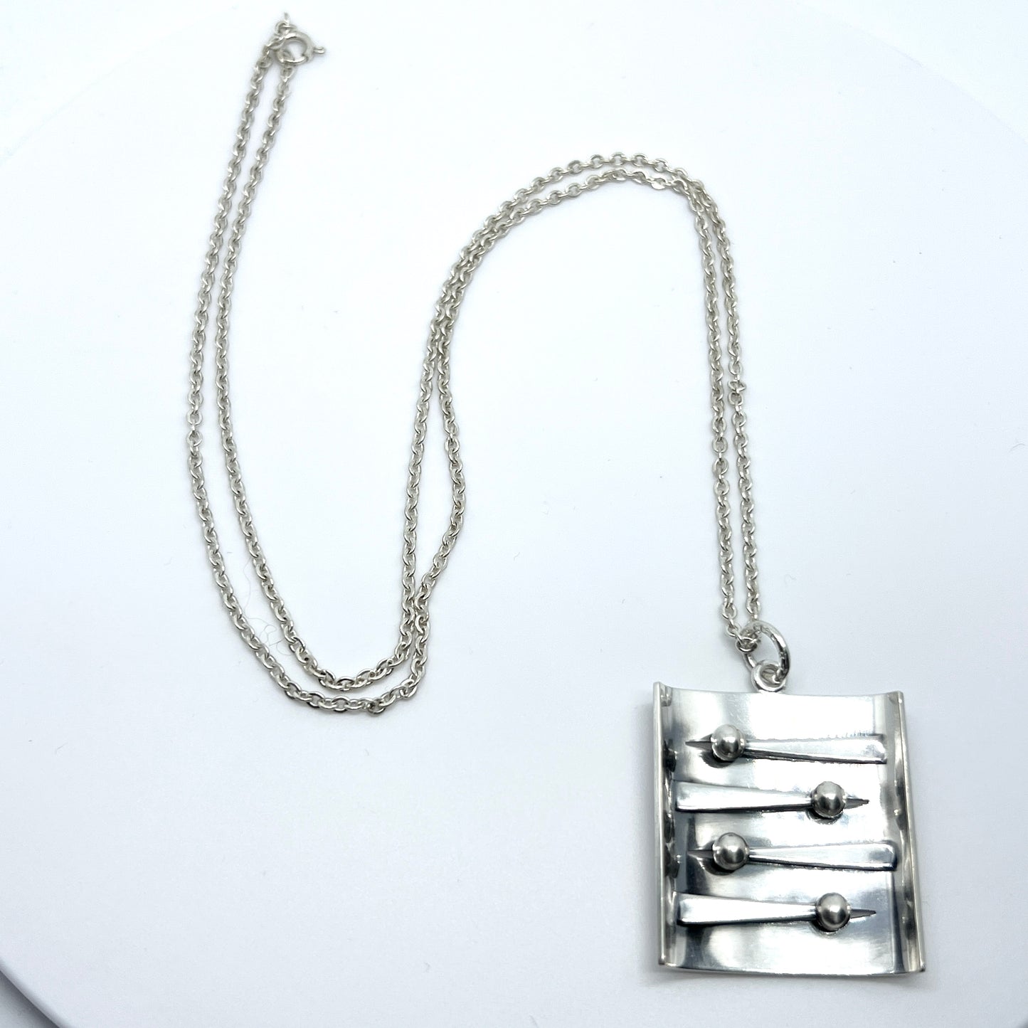 Elis Kauppi, Kupittaan Kulta Finland 1964. Vintage Solid Silver Pendant Necklace.