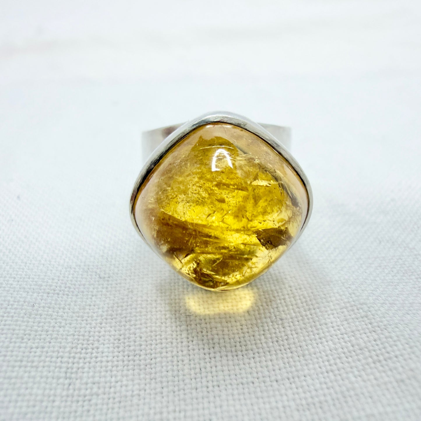 Sidsel Ränge, Sweden c 1960. Vintage Sterling Silver Citrine Ring.