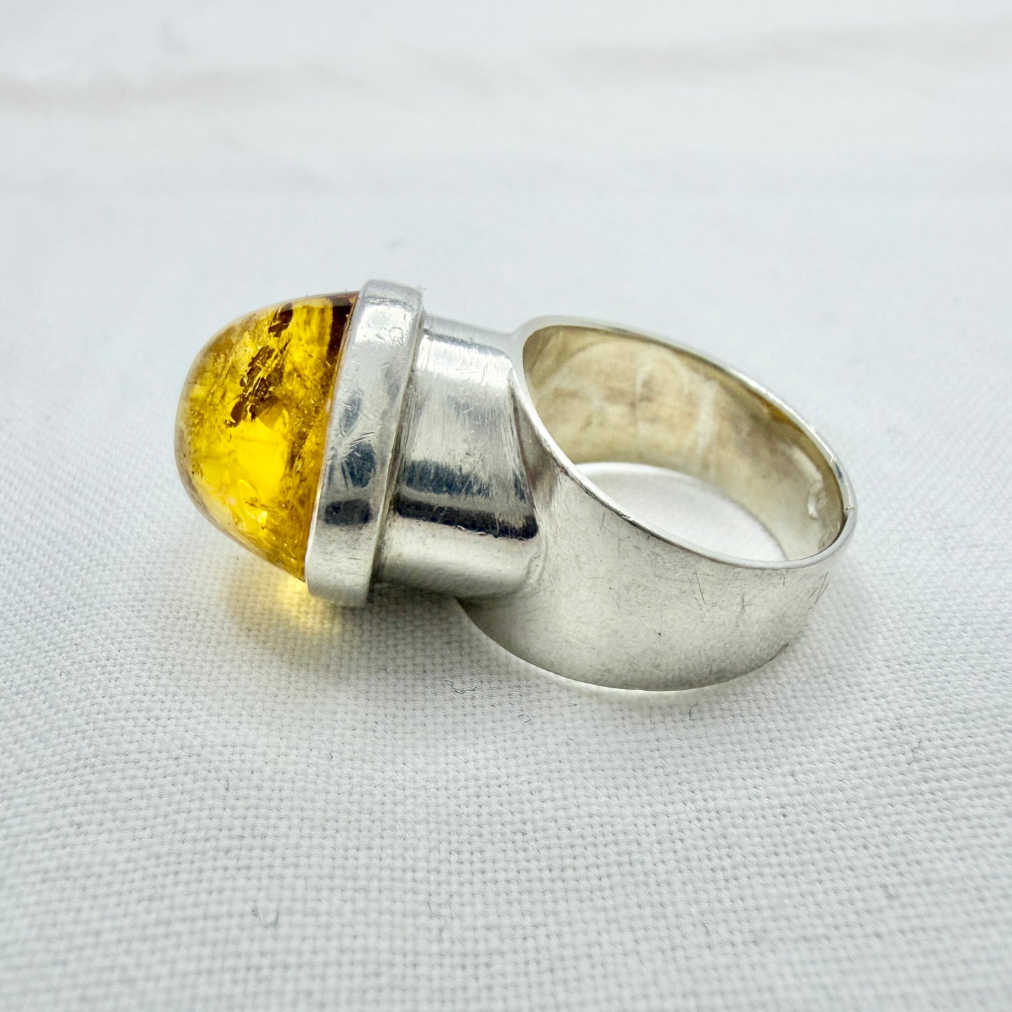 Sidsel Ränge, Sweden c 1960. Vintage Sterling Silver Citrine Ring.