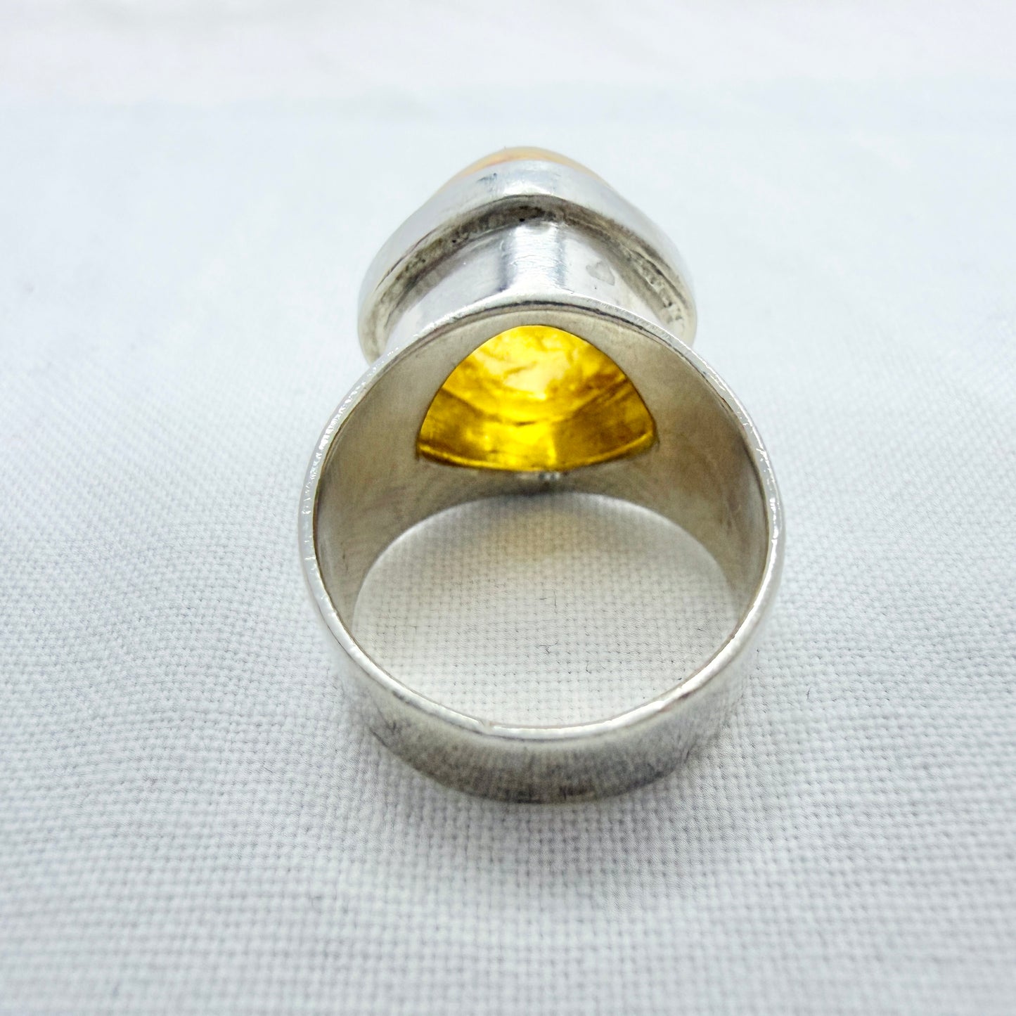 Sidsel Ränge, Sweden c 1960. Vintage Sterling Silver Citrine Ring.