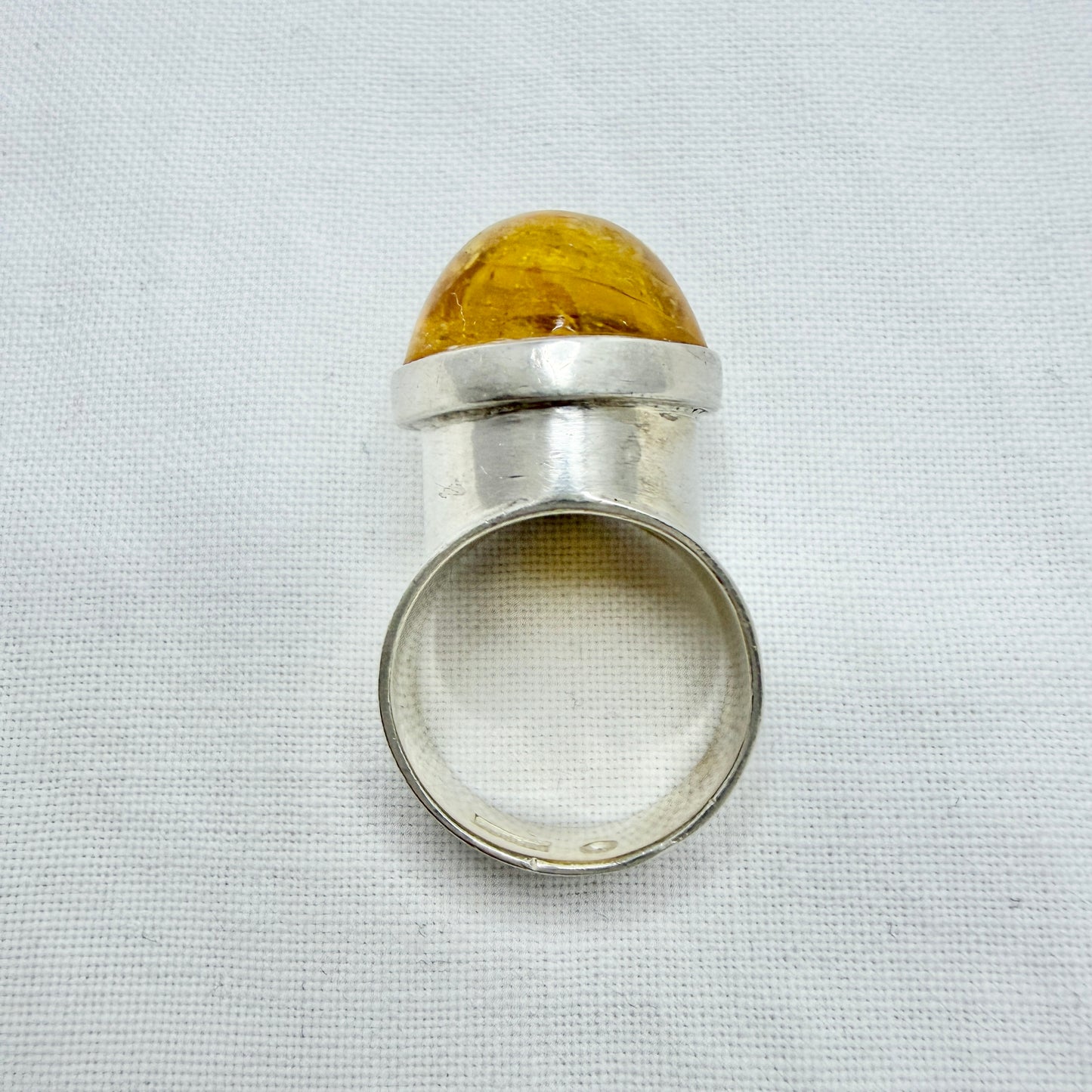 Sidsel Ränge, Sweden c 1960. Vintage Sterling Silver Citrine Ring.