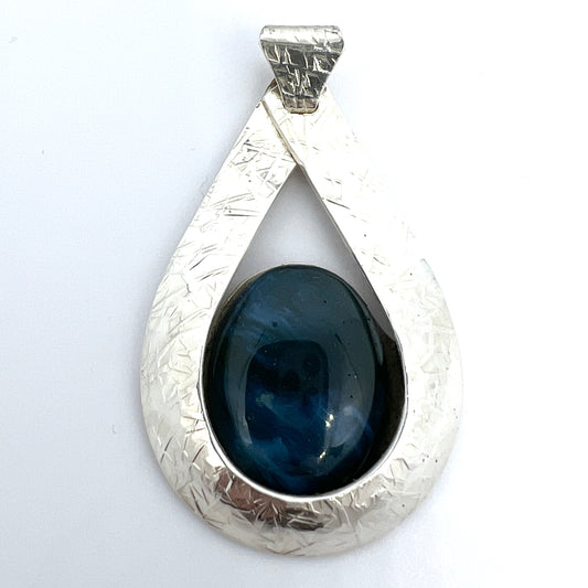 Sweden 1970-80s. Sterling Silver Bergslagen-stone Pendant.