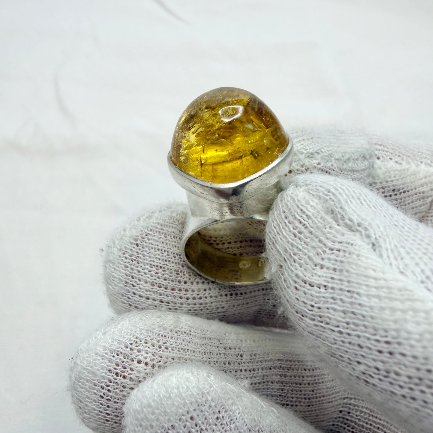 Sidsel Ränge, Sweden c 1960. Vintage Sterling Silver Citrine Ring.