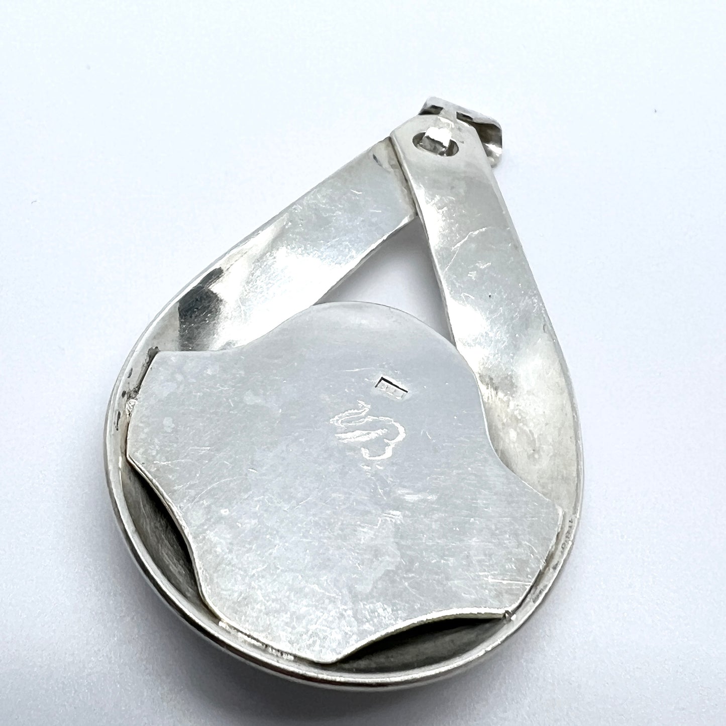 Sweden 1970-80s. Sterling Silver Bergslagen-stone Pendant.