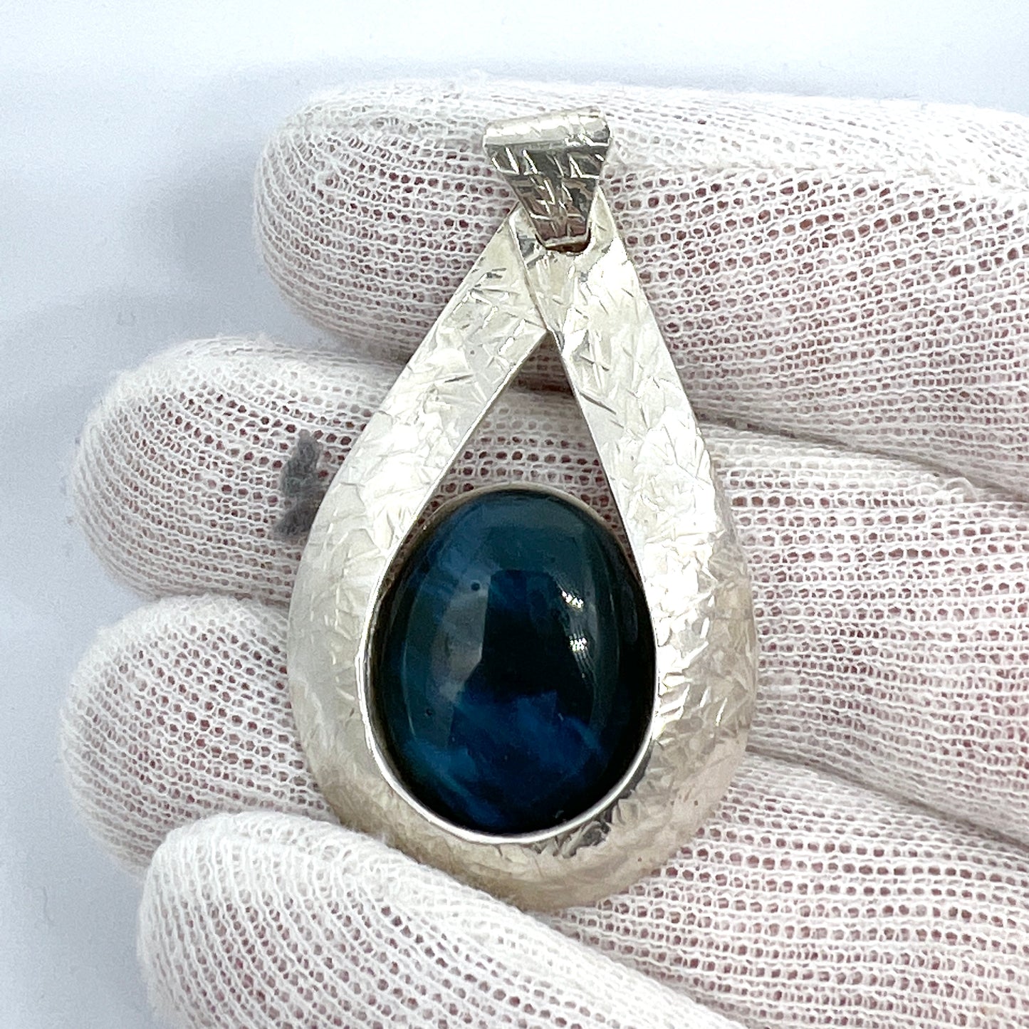 Sweden 1970-80s. Sterling Silver Bergslagen-stone Pendant.