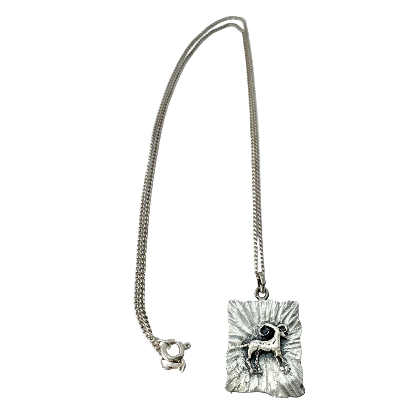 Friedrich Speidel, Germany ca 1970. Vintage Silver Zodiac Aries Pendant Necklace.