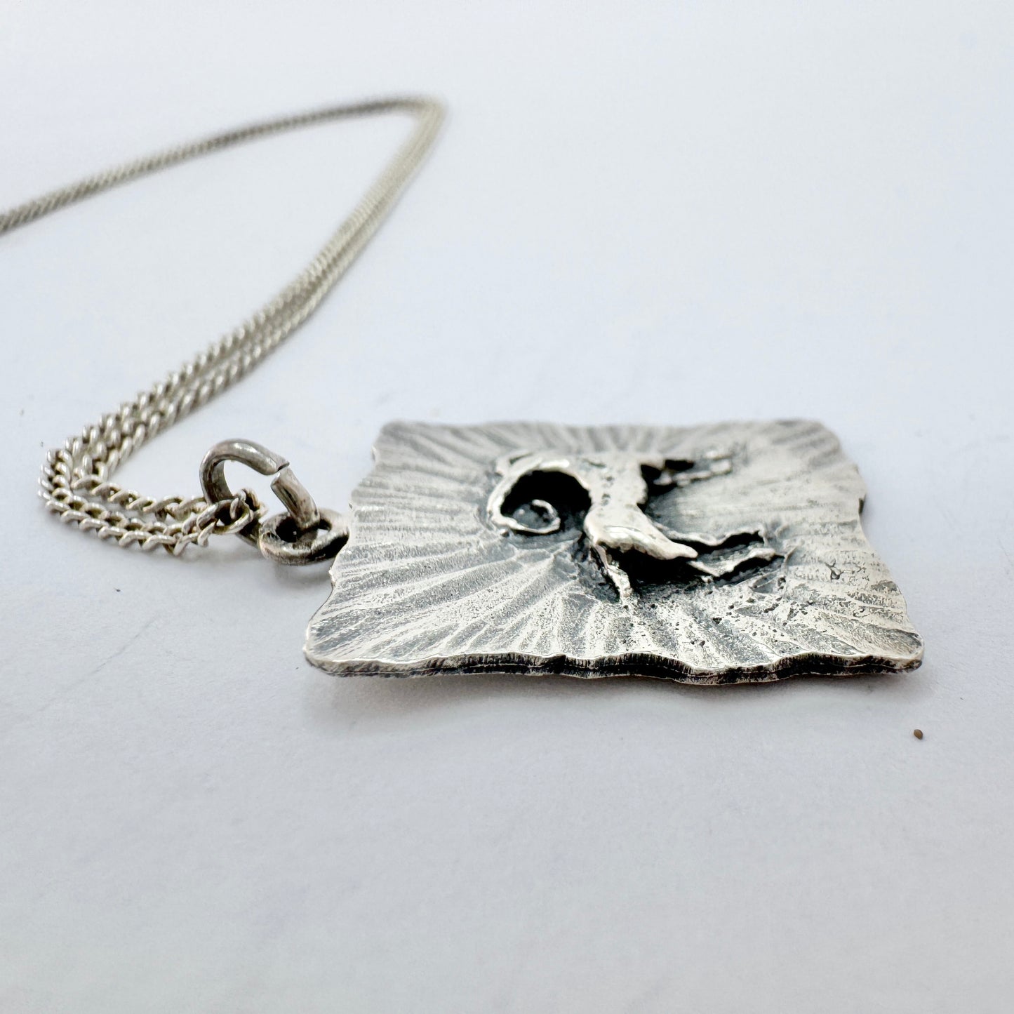 Friedrich Speidel, Germany ca 1970. Vintage Silver Zodiac Aries Pendant Necklace.