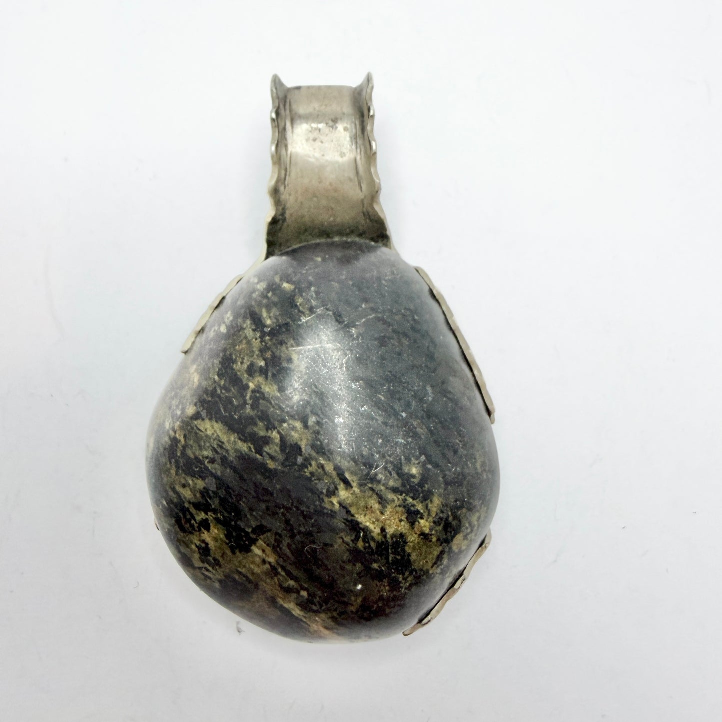 Chunky Vintage Solid Silver Hardstone Pendant.