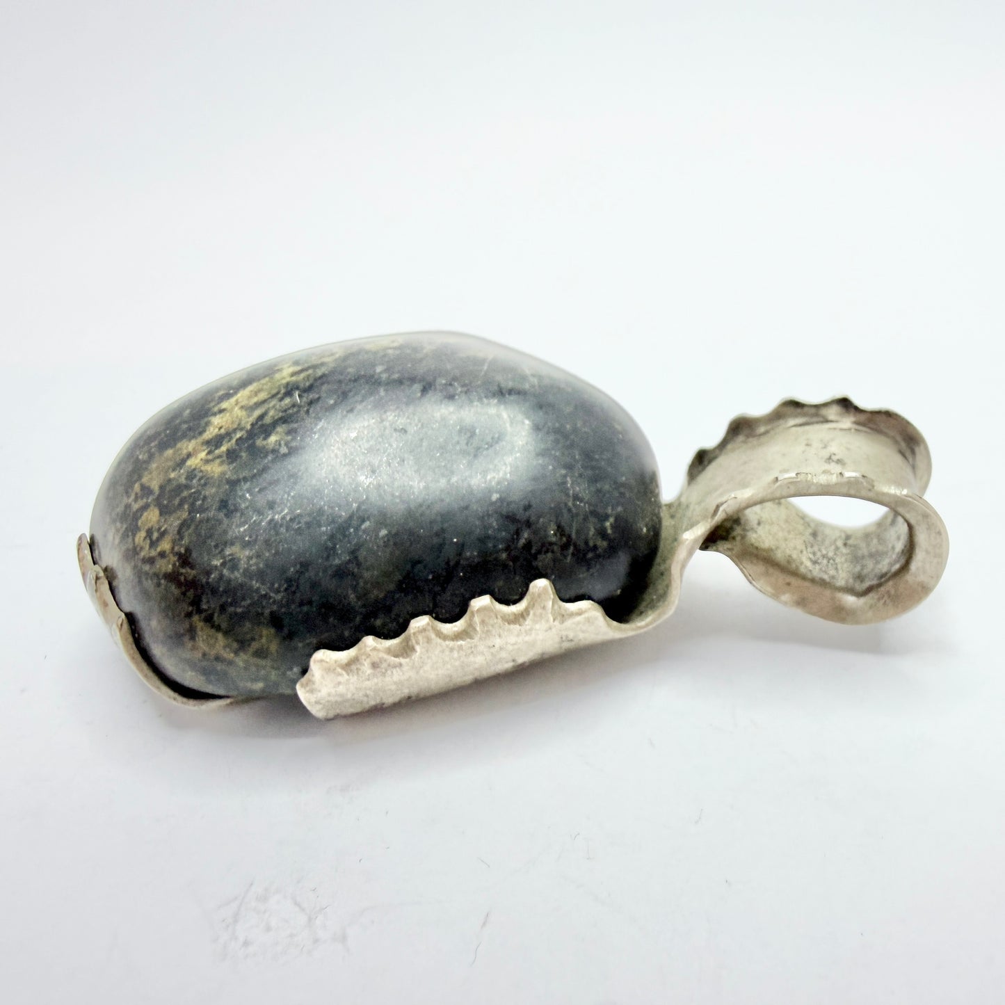 Chunky Vintage Solid Silver Hardstone Pendant.