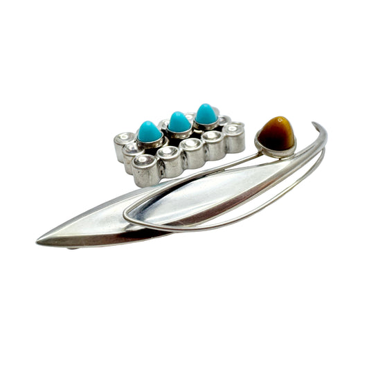 Elis Kauppi, Kupittaan Kulta Finland 1962. Silver Brooch + Pendant. Pls read description.