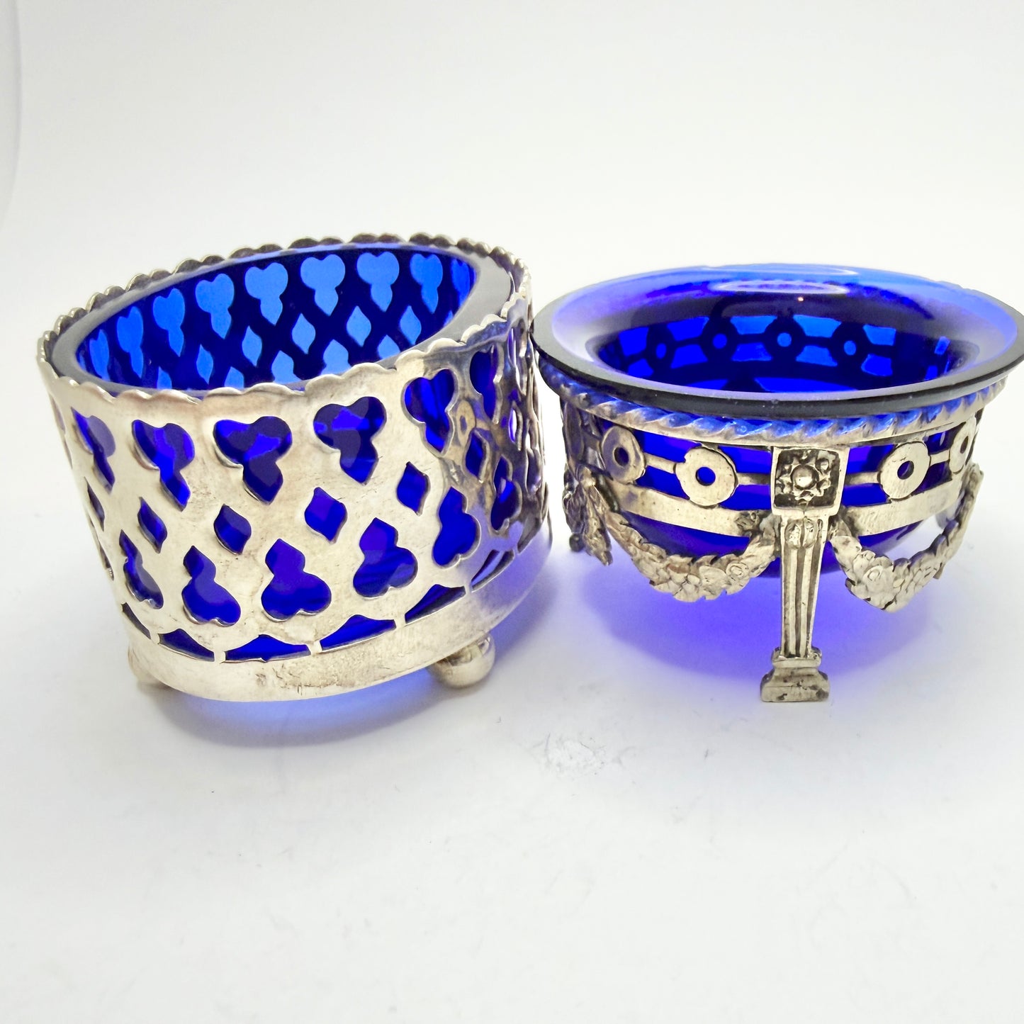 France and The Netherlands. Two Antique Silver Salt Cellars.