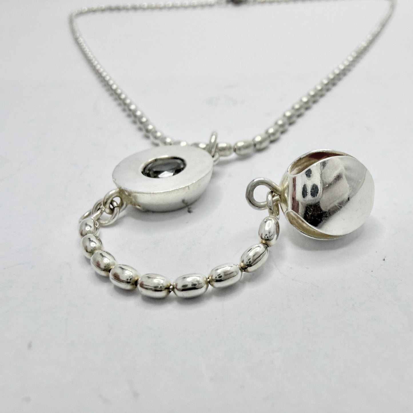 Kalevala Koru, Finland. Vintage Sterling Silver Quartz Pendant Necklace.