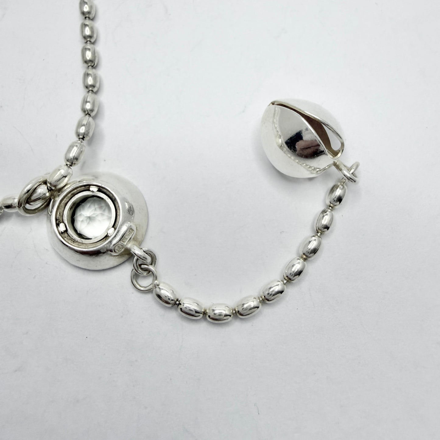 Kalevala Koru, Finland. Vintage Sterling Silver Quartz Pendant Necklace.