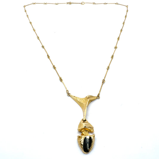 Bjorn Weckstrom for Lapponia, Finland 1977. Vintage 18k Gold Platinum Necklace. Design: Kaira