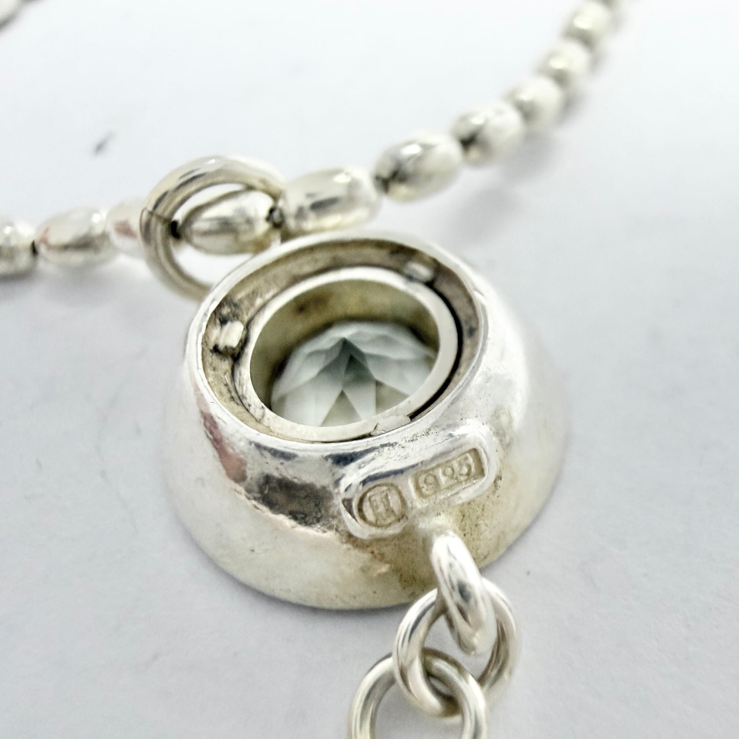 Kalevala Koru, Finland. Vintage Sterling Silver Quartz Pendant Necklace.