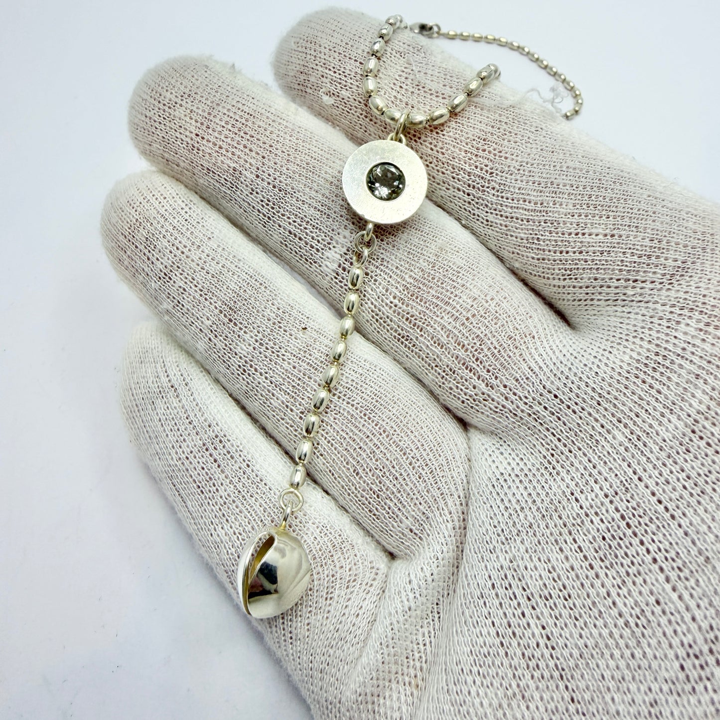 Kalevala Koru, Finland. Vintage Sterling Silver Quartz Pendant Necklace.