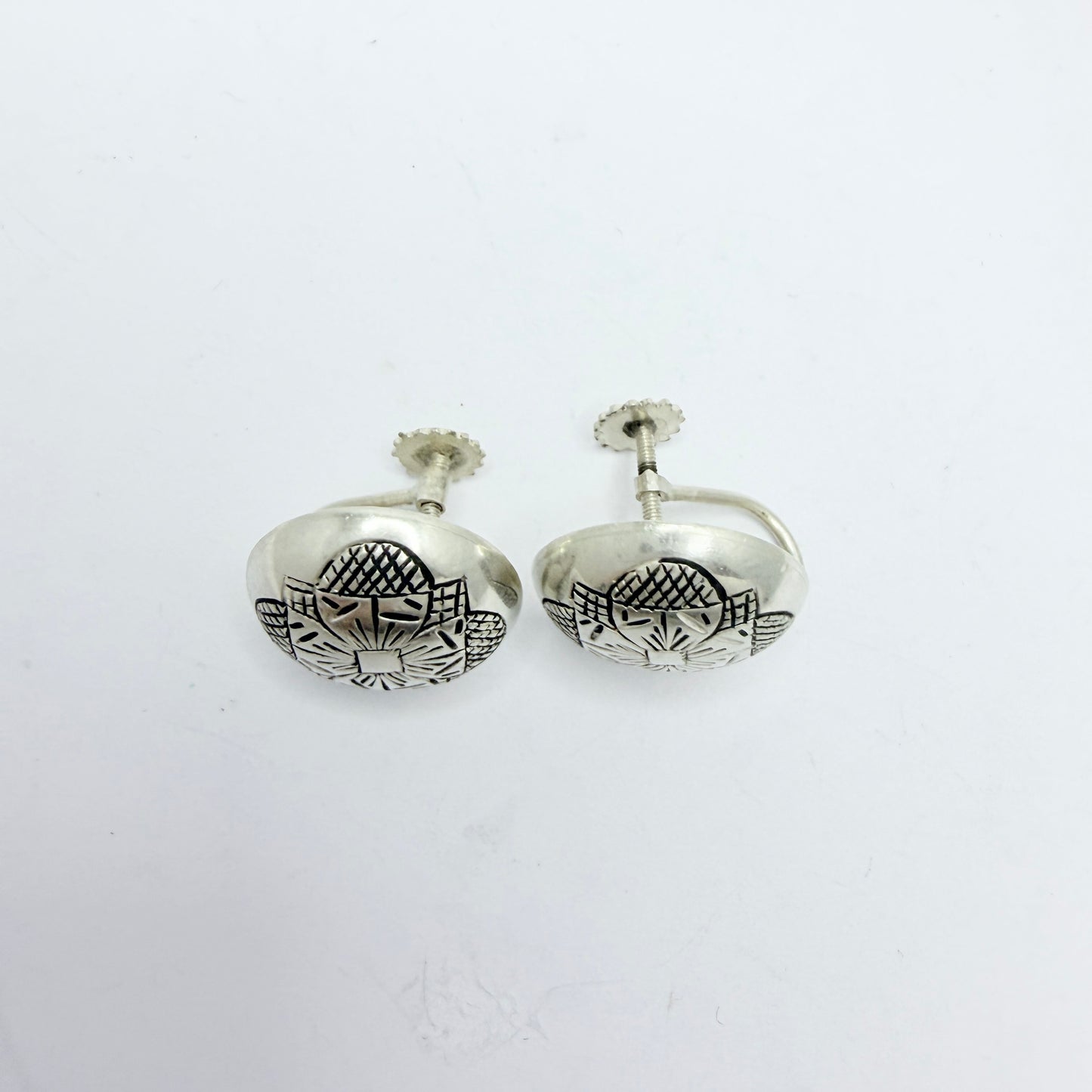 Sweden c 1950. Vintage Solid Silver Earrings.