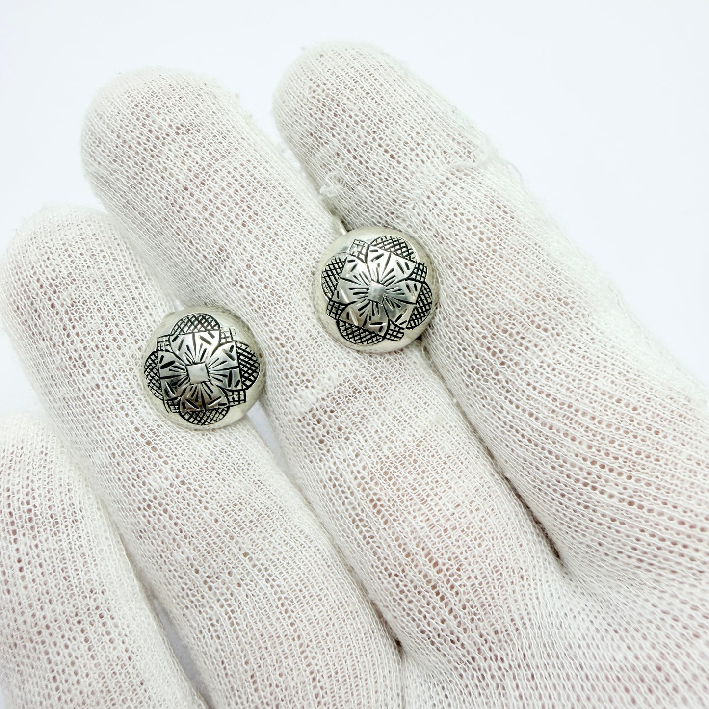 Sweden c 1950. Vintage Solid Silver Earrings.