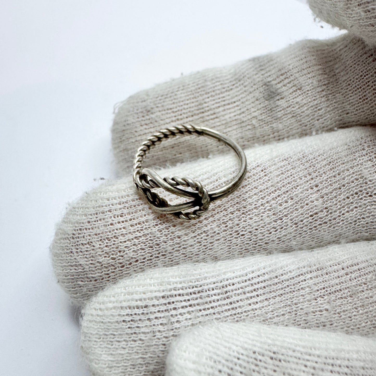 Denmark / Norway Antique Solid Silver Love Knot Ring.