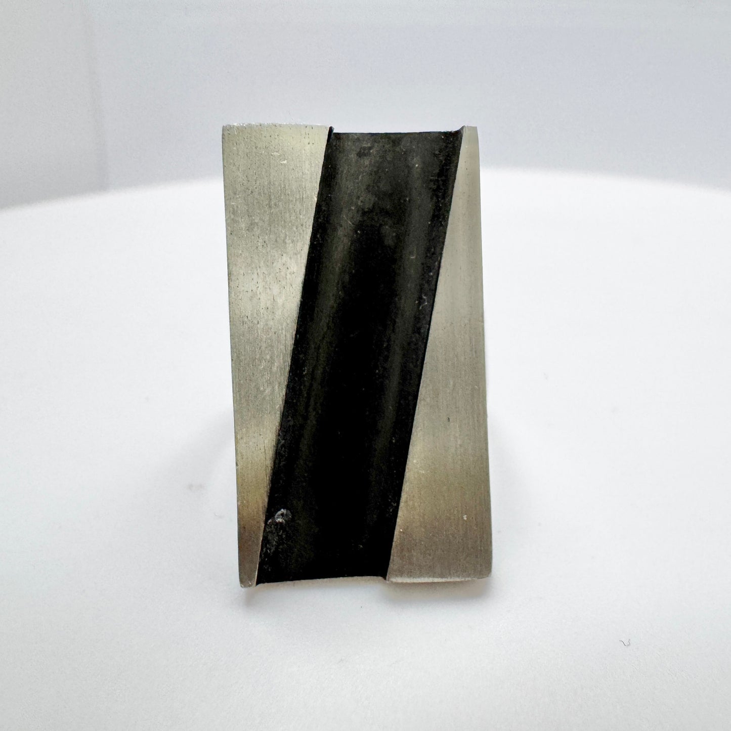 Bold Vintage 1970s Pewter Brutalist Ring