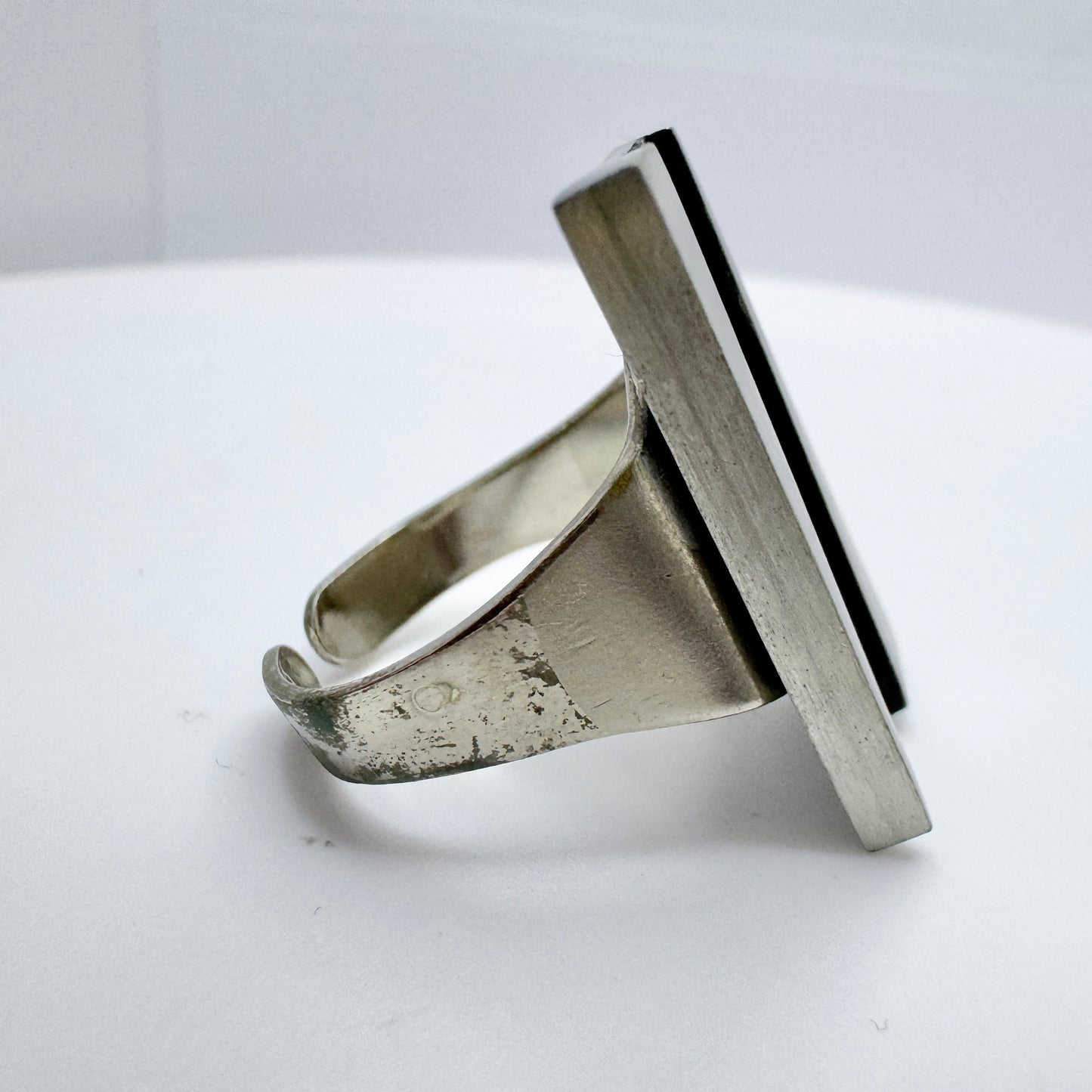 Bold Vintage 1970s Pewter Brutalist Ring