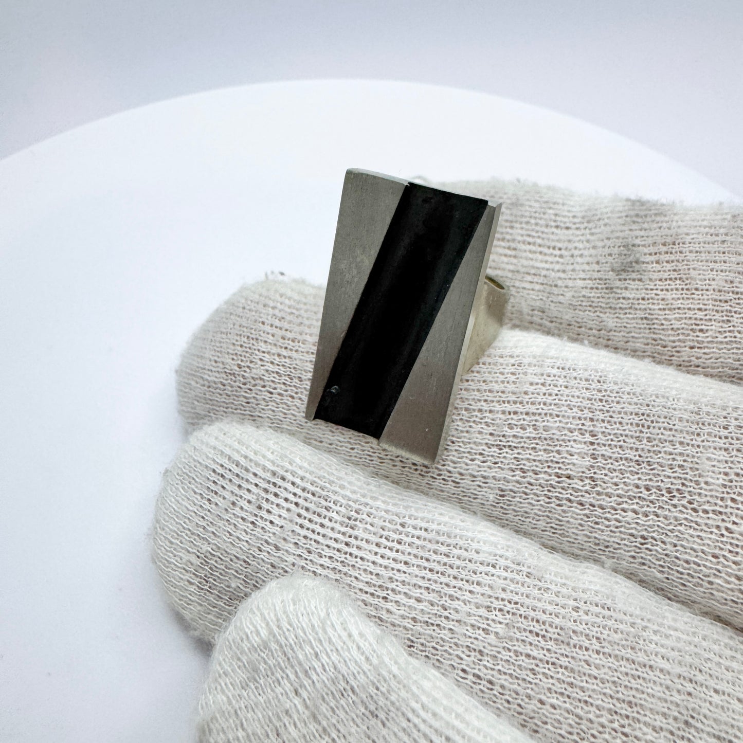 Bold Vintage 1970s Pewter Brutalist Ring