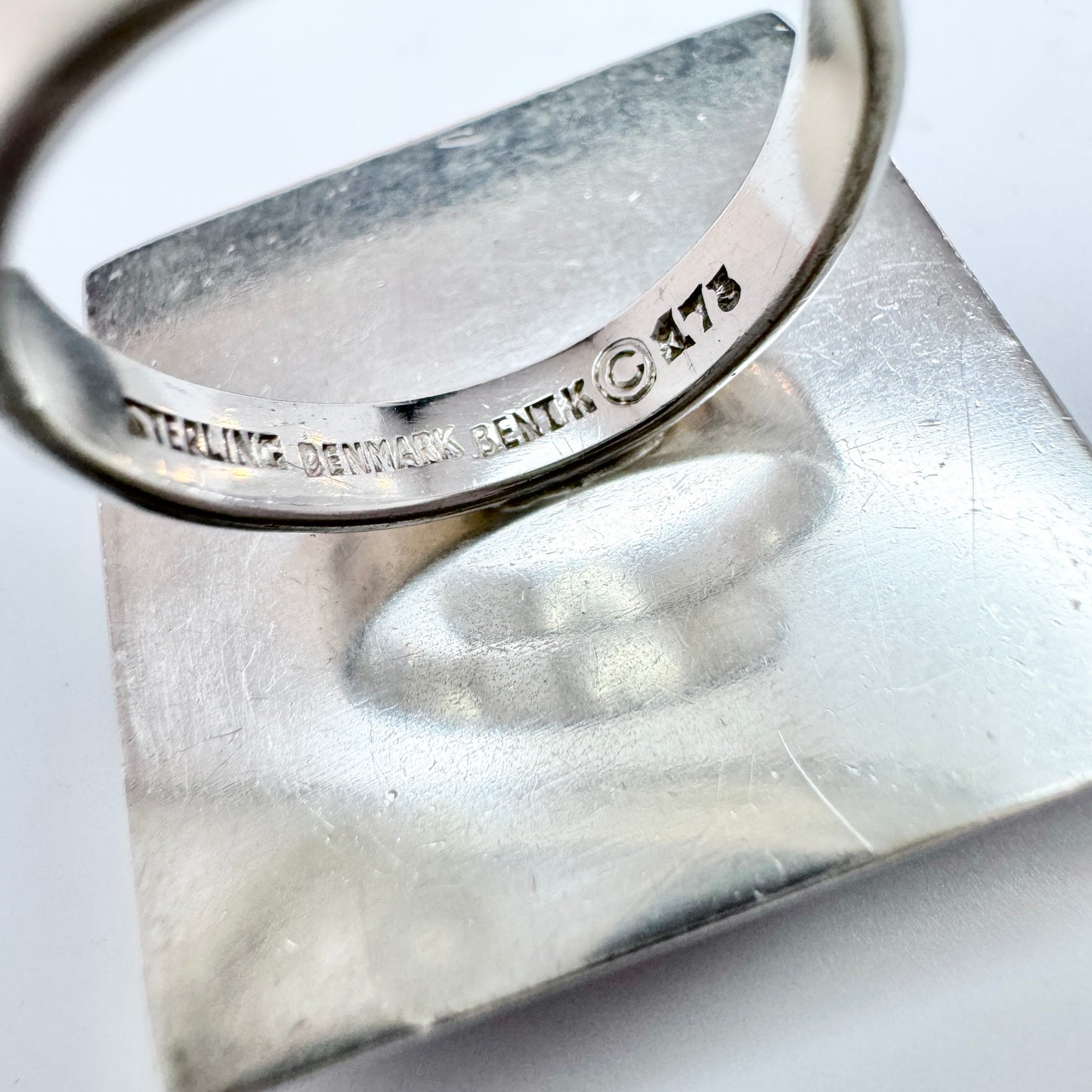 Bent Knudsen, Denmark 1960s. Bold Vintage Sterling Silver Moss Agate Ring.