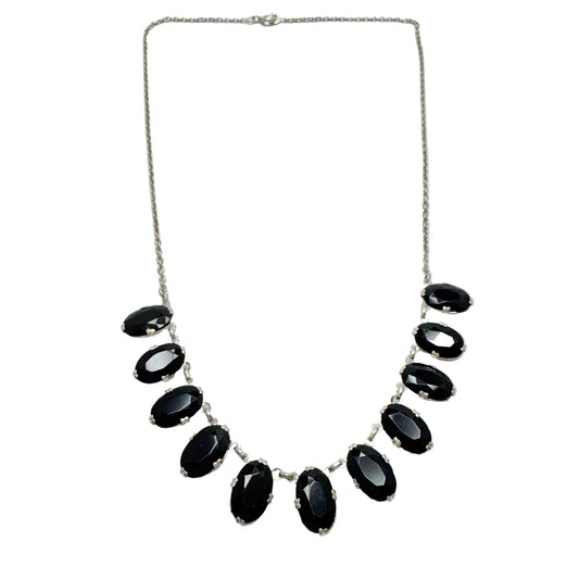 Sweden Early-Mid 1900s Vintage Solid Silver French Jet Necklace.