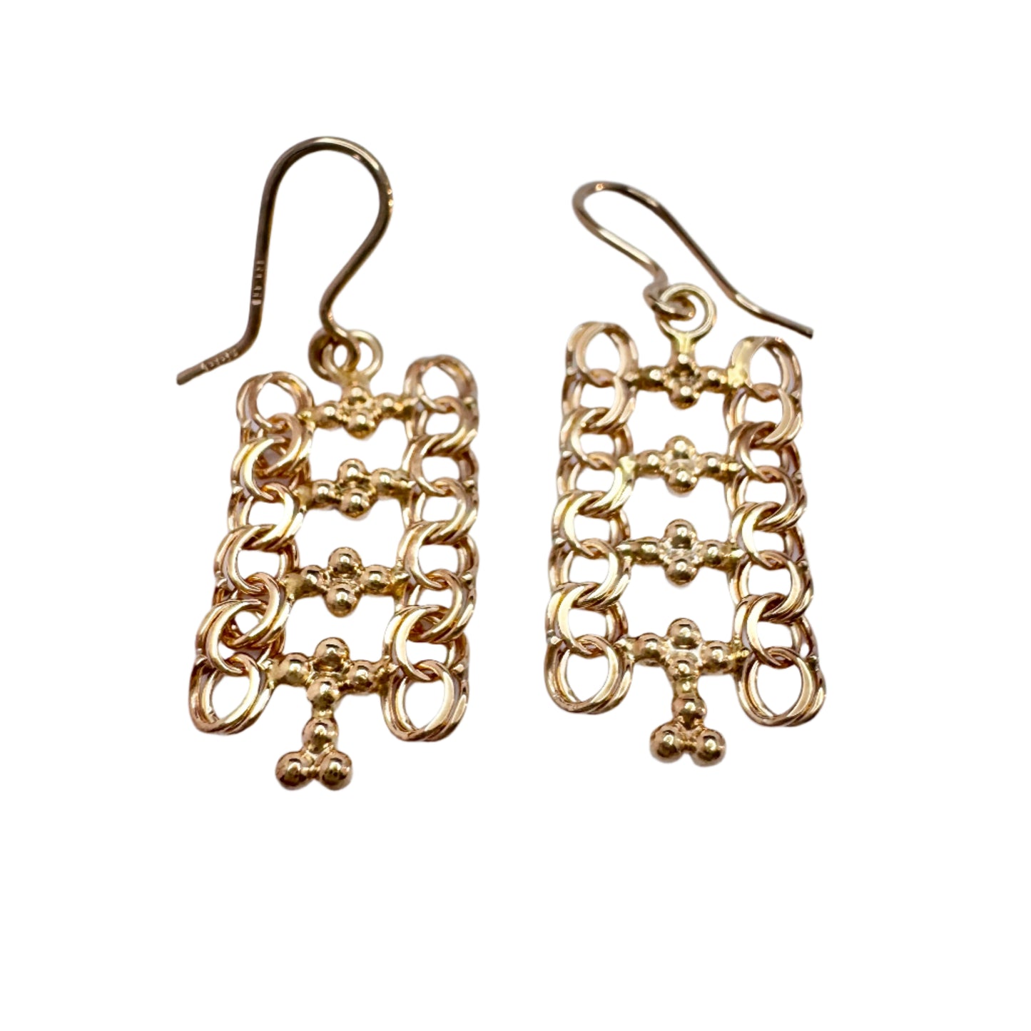 Göte Engström, Sweden c 1970s. Vintage 18k Gold Double Bismarck Earrings.