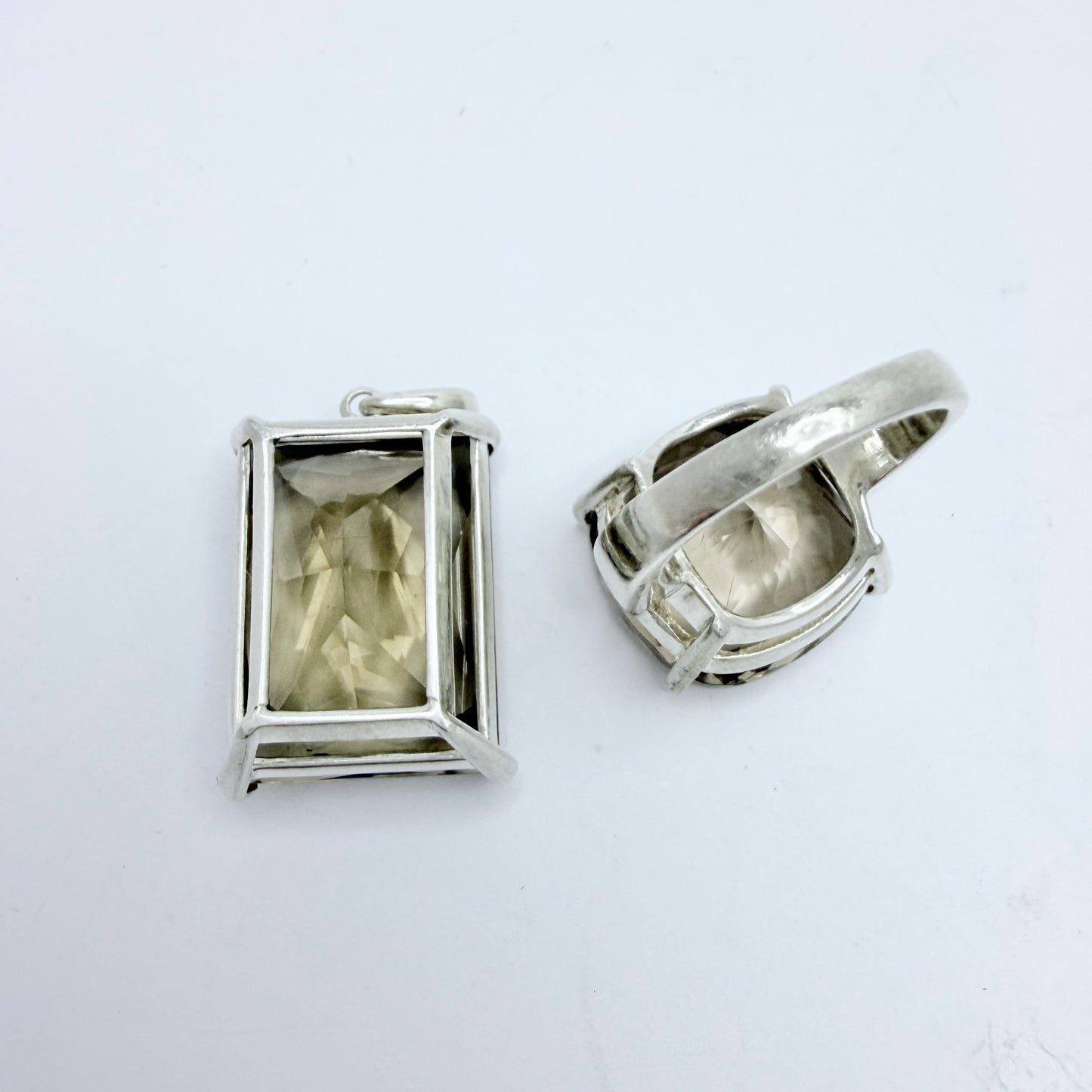 Vintage Sterling Silver Smoky Quartz Ring + Pendant.