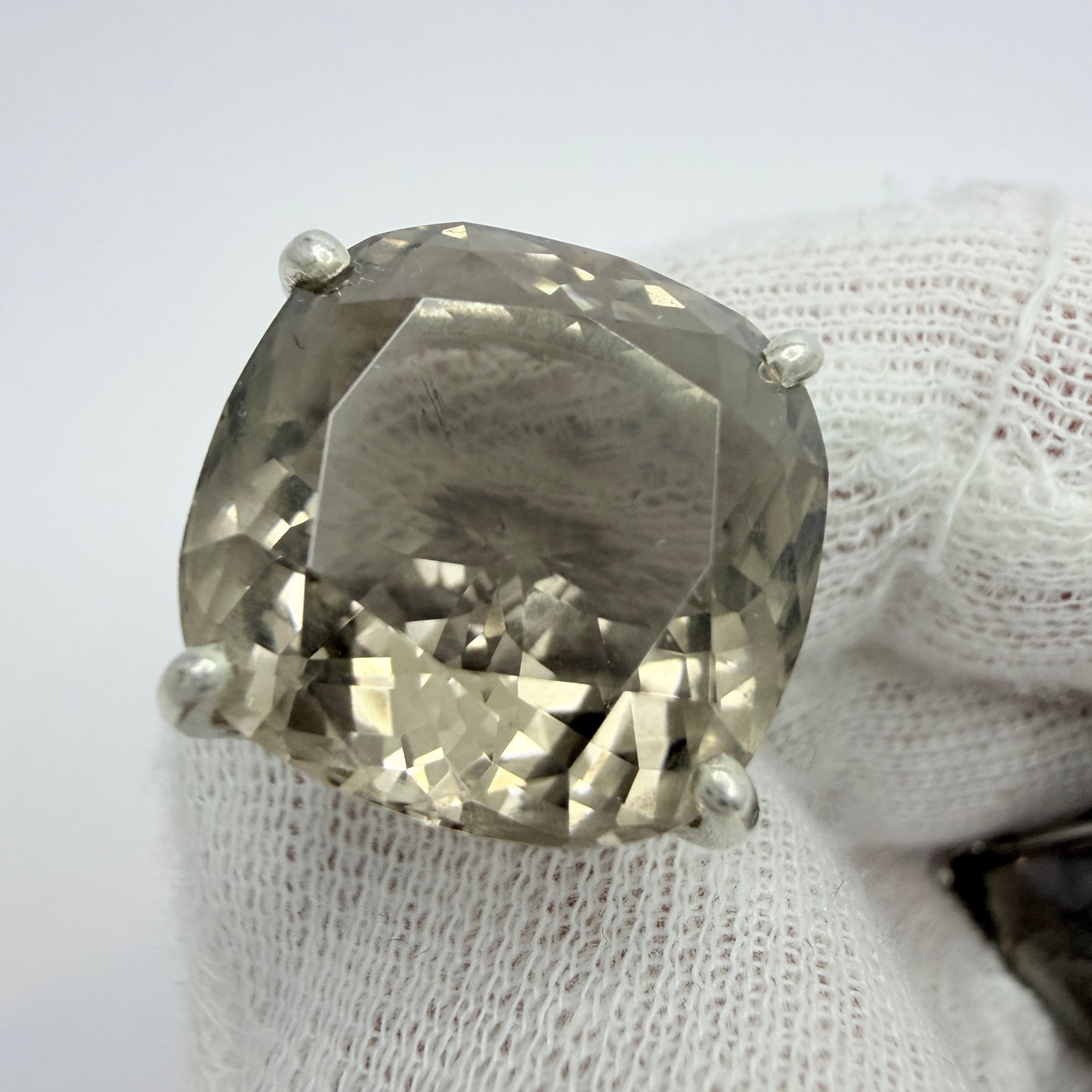 Vintage Sterling Silver Smoky Quartz Ring + Pendant.
