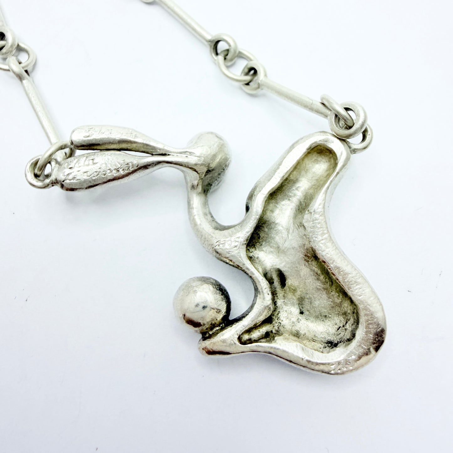 Ida Liedholm, Sweden. Signed Sterling Silver Pendant Necklace.