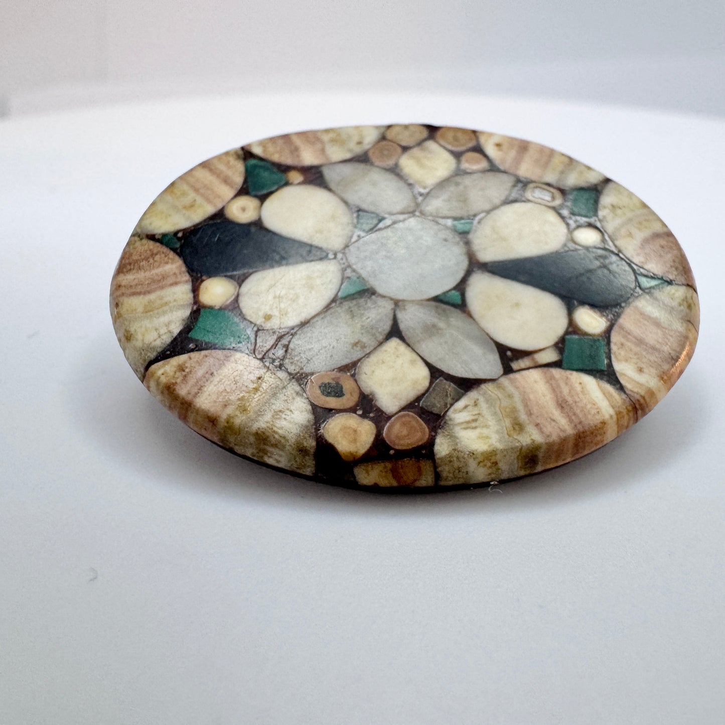 Carlsbad, Bohemia early 1900s. Pietra Dura Brooch.