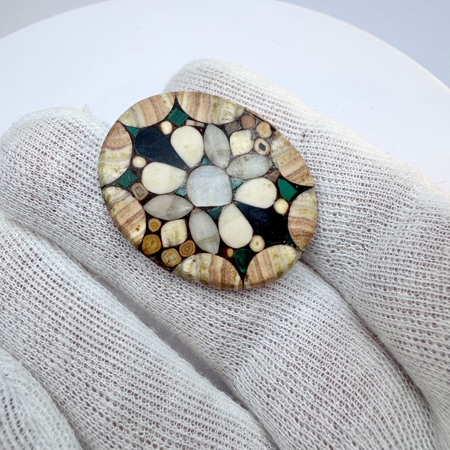 Carlsbad, Bohemia early 1900s. Pietra Dura Brooch.