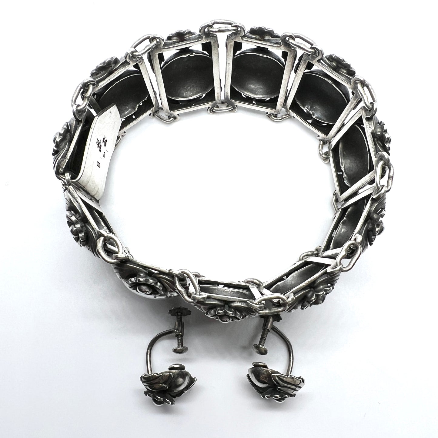 Raag & Pärno, Sweden 1953. Vintage Solid Silver Bracelet + Earrings.