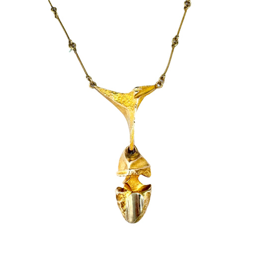 Bjorn Weckstrom for Lapponia, Finland 1978. Vintage 14k Gold Platinum Pendant Necklace. Design: Kaira.