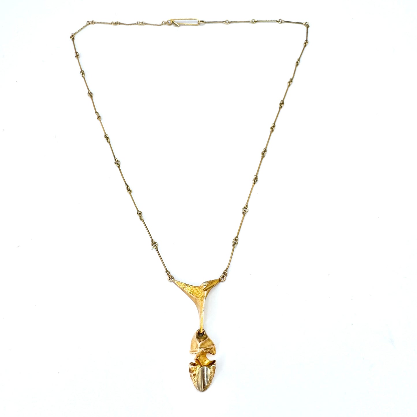 Bjorn Weckstrom for Lapponia, Finland 1978. Vintage 14k Gold Platinum Pendant Necklace. Design: Kaira.