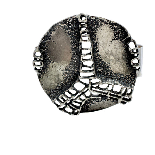 Teka Theodor Klotz, Germany ca 1970. Vintage Silver Peace Sign Hippie Bracelet.