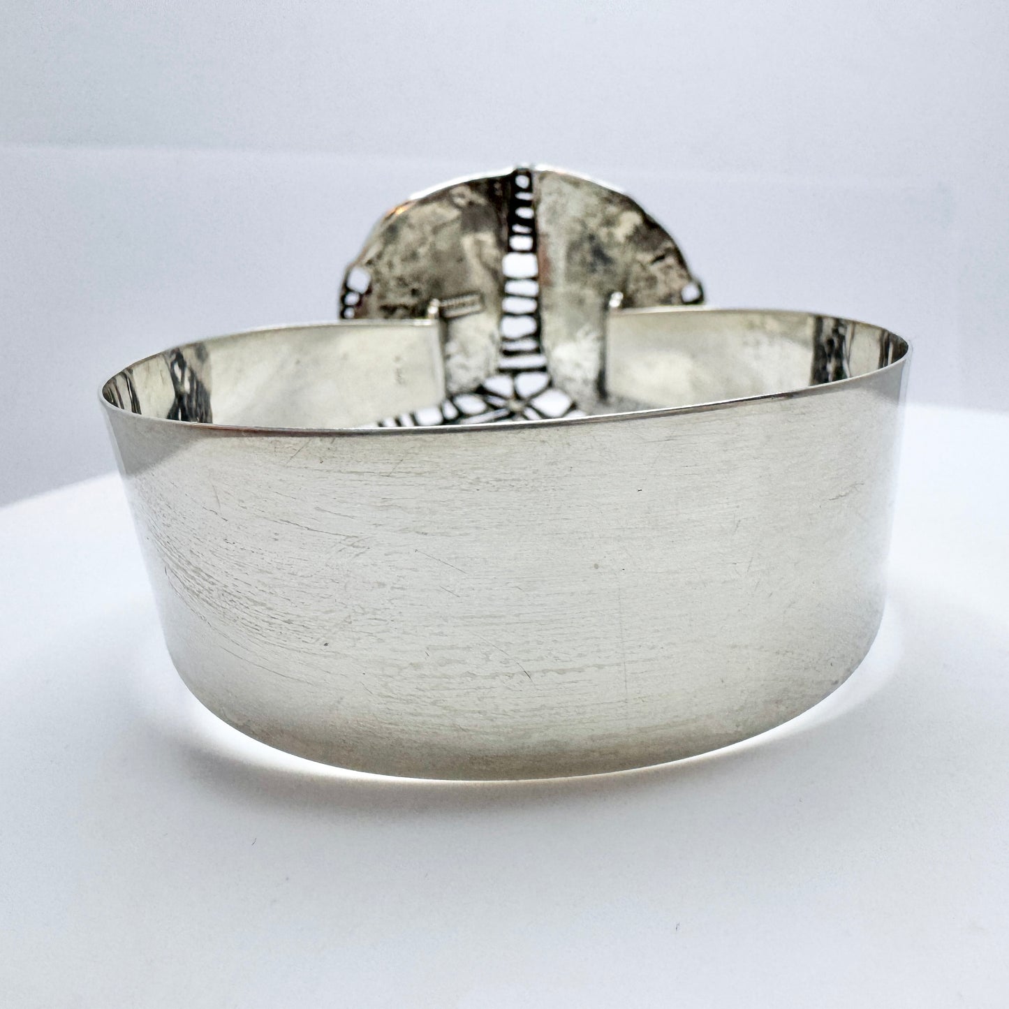 Teka Theodor Klotz, Germany ca 1970. Vintage Silver Peace Sign Hippie Bracelet.