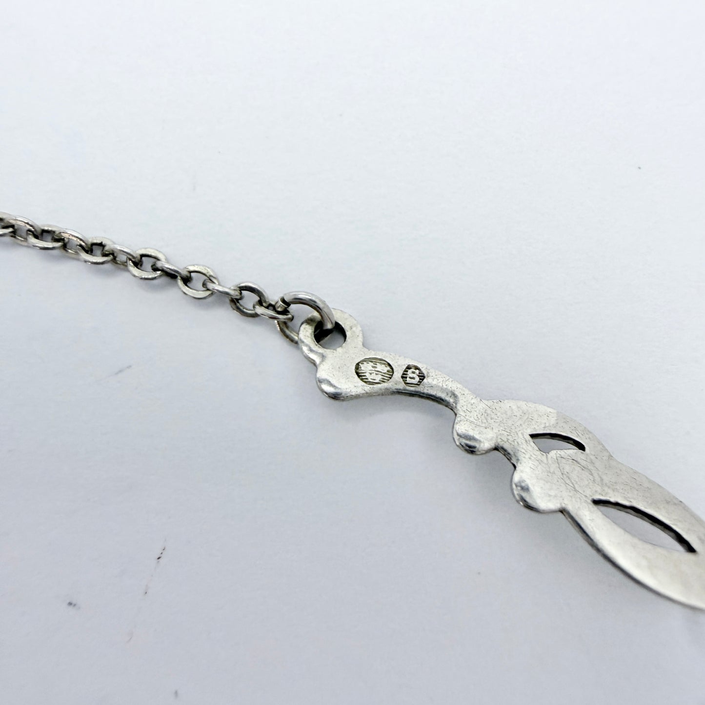 Germany c 1920s. Art Nouveau Solid Silver Paste Stone Pendant Necklace.