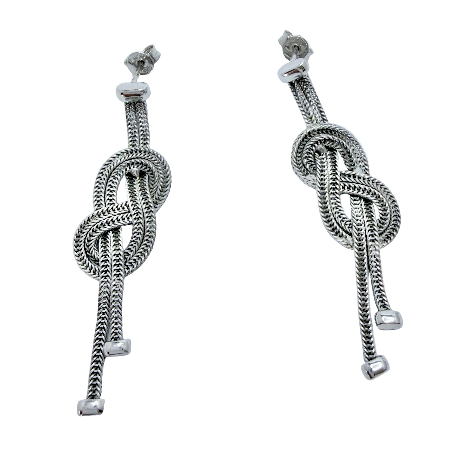 Maker 1835, Arezzo Italy. Vintage Sterling Silver Love Knot Earrings.