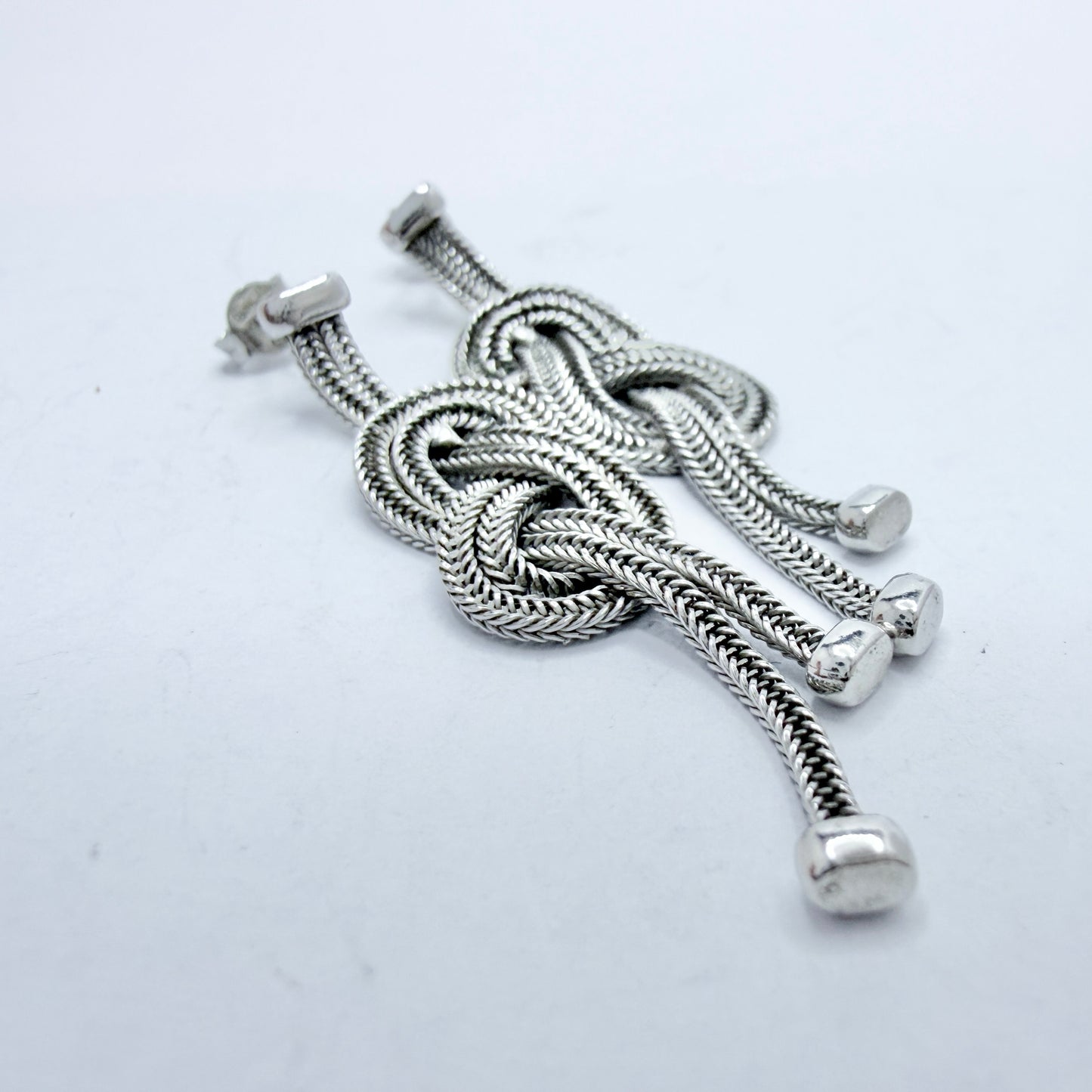 Maker 1835, Arezzo Italy. Vintage Sterling Silver Love Knot Earrings.