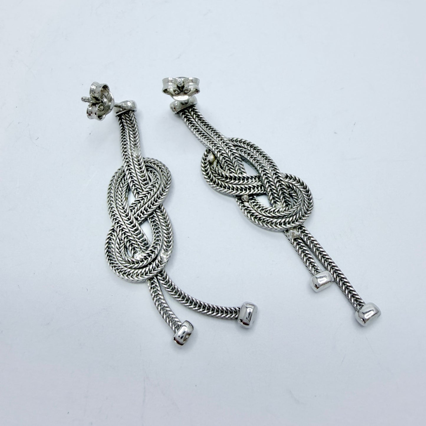 Maker 1835, Arezzo Italy. Vintage Sterling Silver Love Knot Earrings.