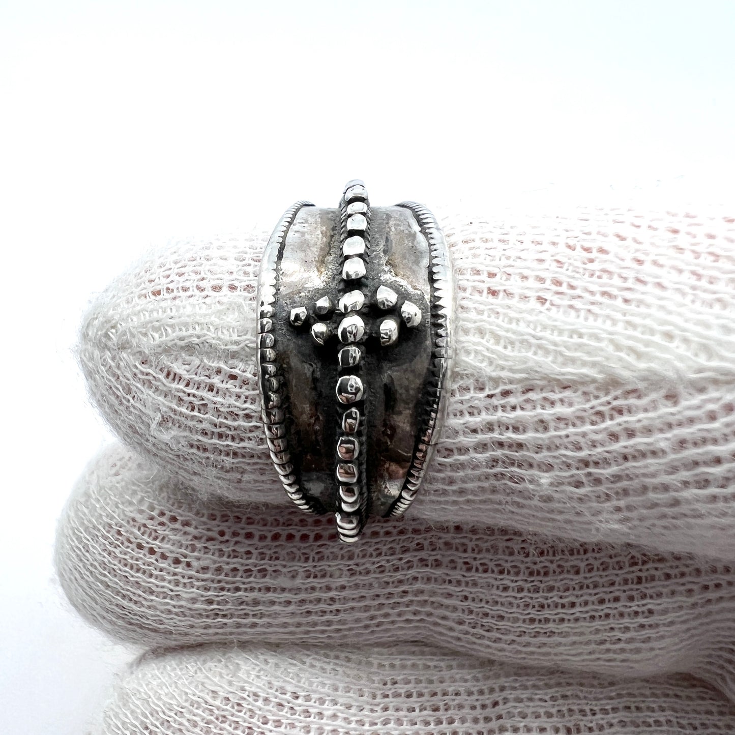 Bengt Hallberg, Sweden 1990s. Vintage Sterling Silver Viking Copy Unisex Ring.