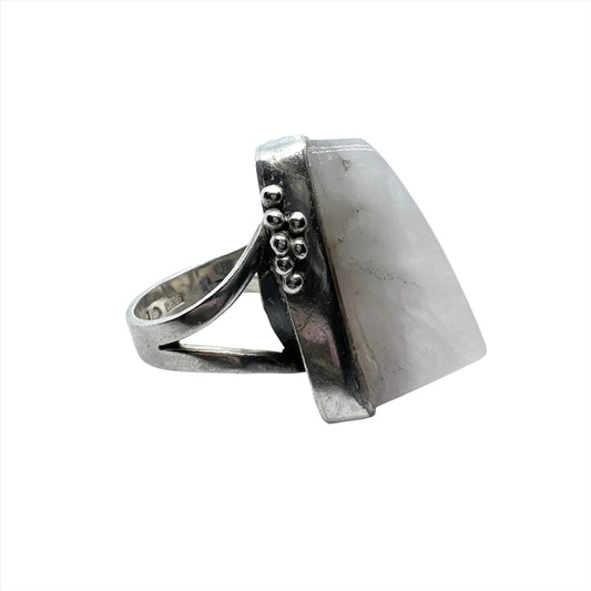 Aatos Johannes Hauli, Finland 1960-70s. Vintage Modernist Solid Silver Quartz Ring.