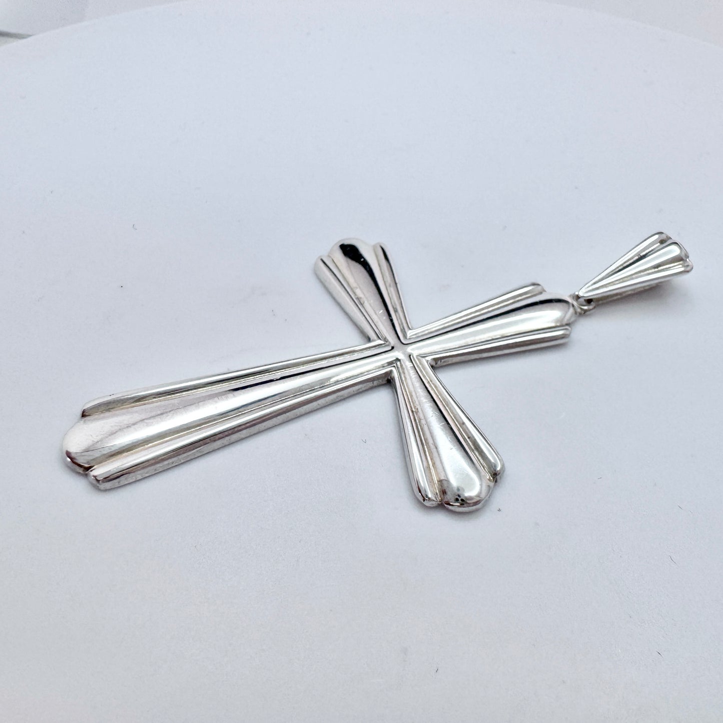 Magnus Aase, Norway ca 1930s. Large Solid Silver Cross Pendant.