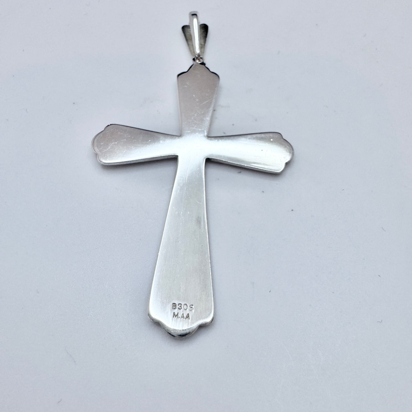 Magnus Aase, Norway ca 1930s. Large Solid Silver Cross Pendant.