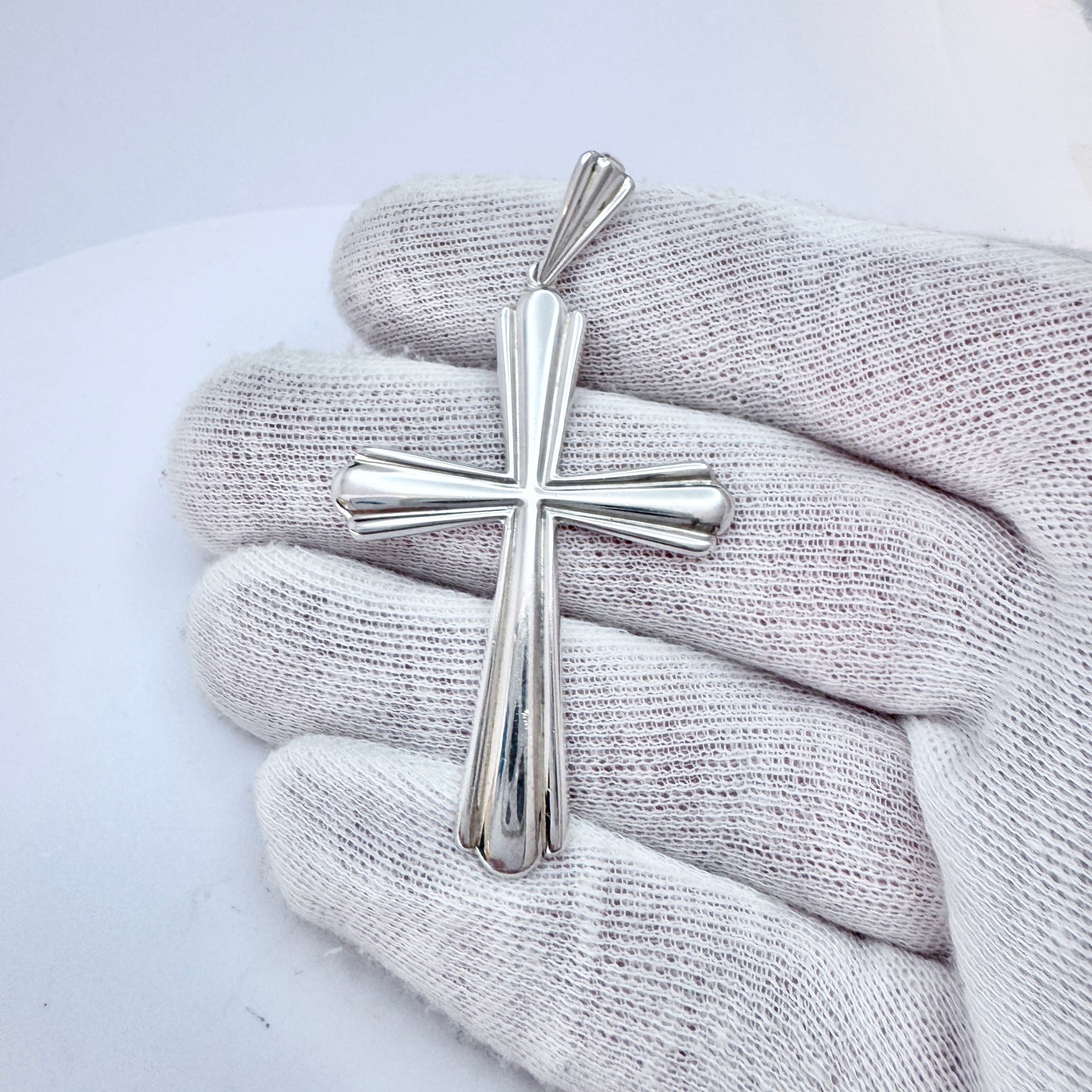 Magnus Aase, Norway ca 1930s. Large Solid Silver Cross Pendant.