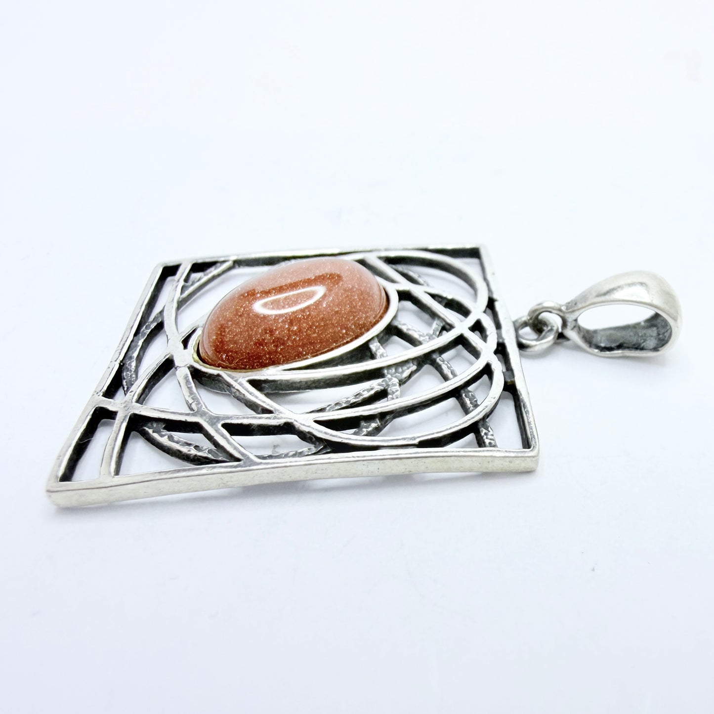 Warsaw, Poland. Vintage Sterling Silver Goldstone Pendant.